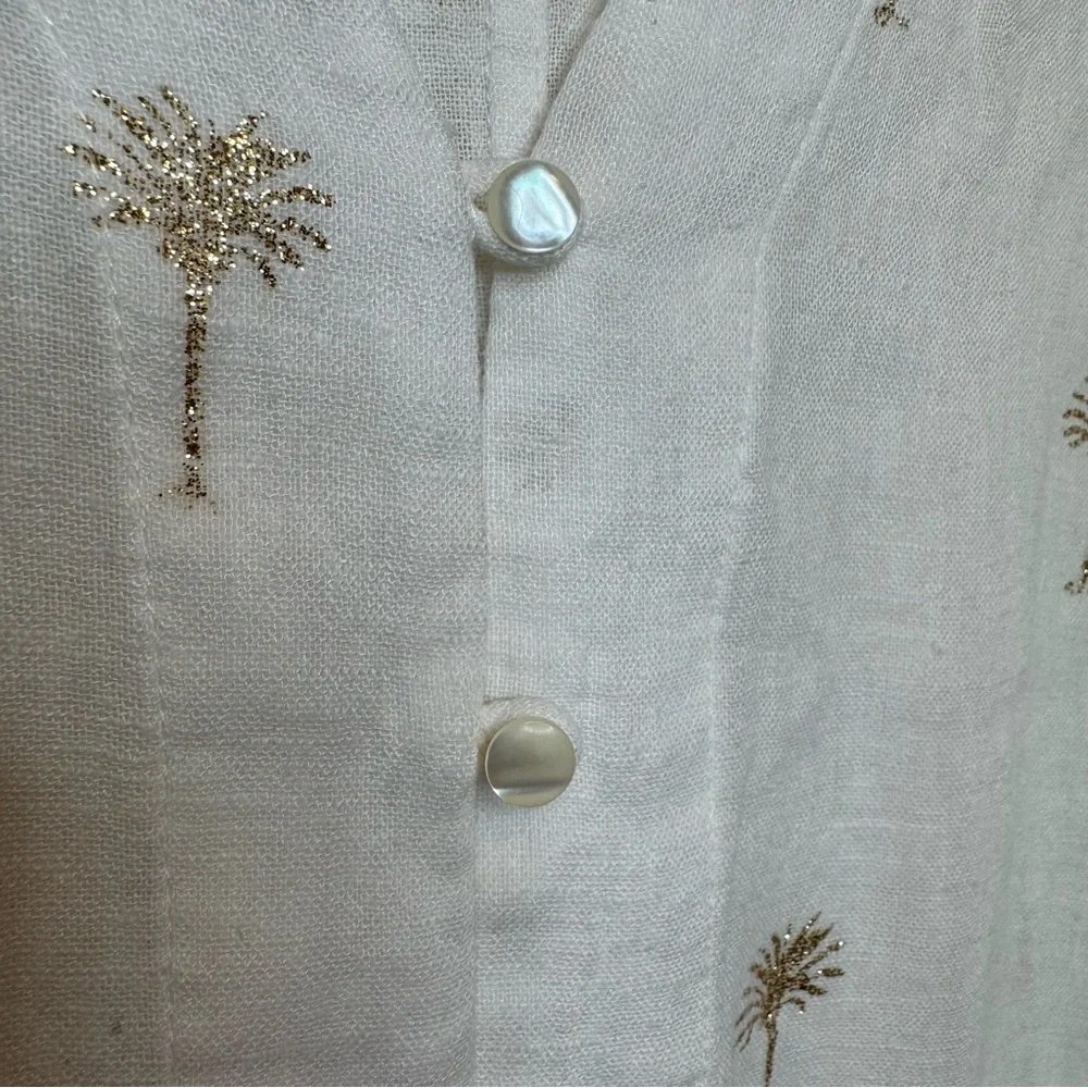 Rails Thea Golden Palms Tie Front Linen Blend Shirt Size Medium - Picture 5 of 8